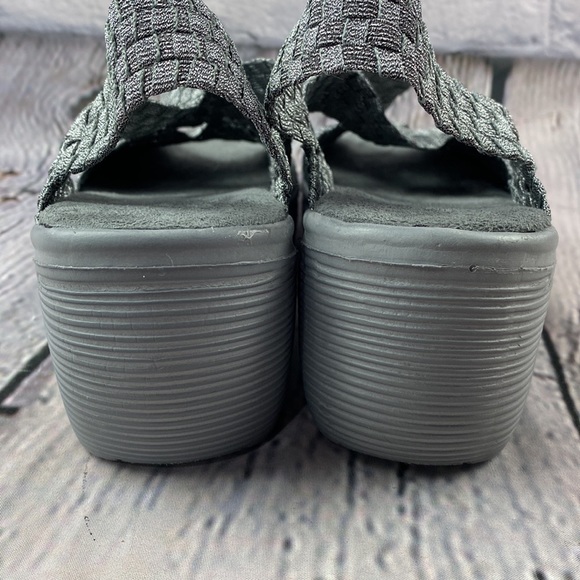 ATHETECH MAREENA Metallic Silver Woven Open Toe Sling Back Low Heel Sandals - Picture 15 of 17